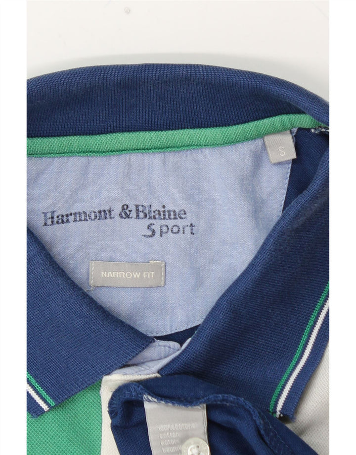 HARMONT & BLAINE Herren-Poloshirt mit schmaler Passform, kleine blaue Colourblock-Baumwolle