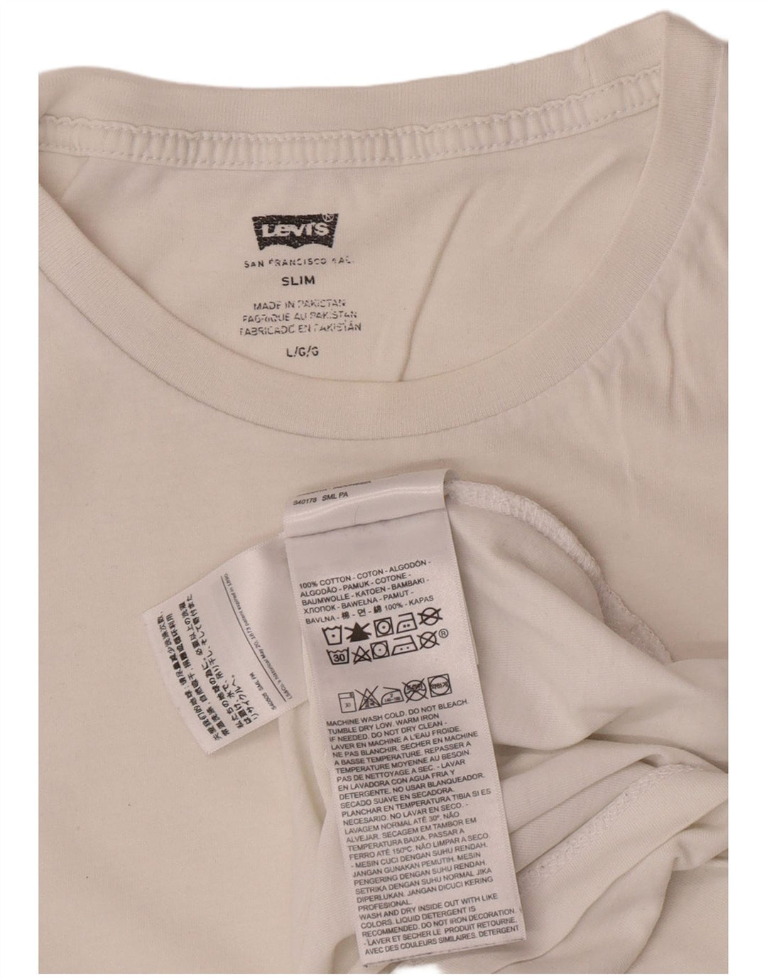 Levi's Herren-T-Shirt-Oberteil, groß, aus weißer Baumwolle