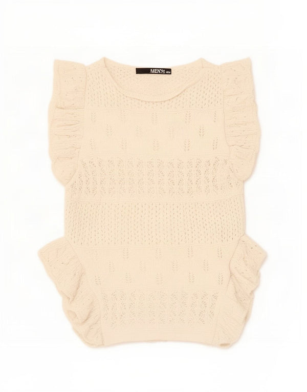 Zara Damen Crop Vest Tank Top UK 8 Small Beige Polyester