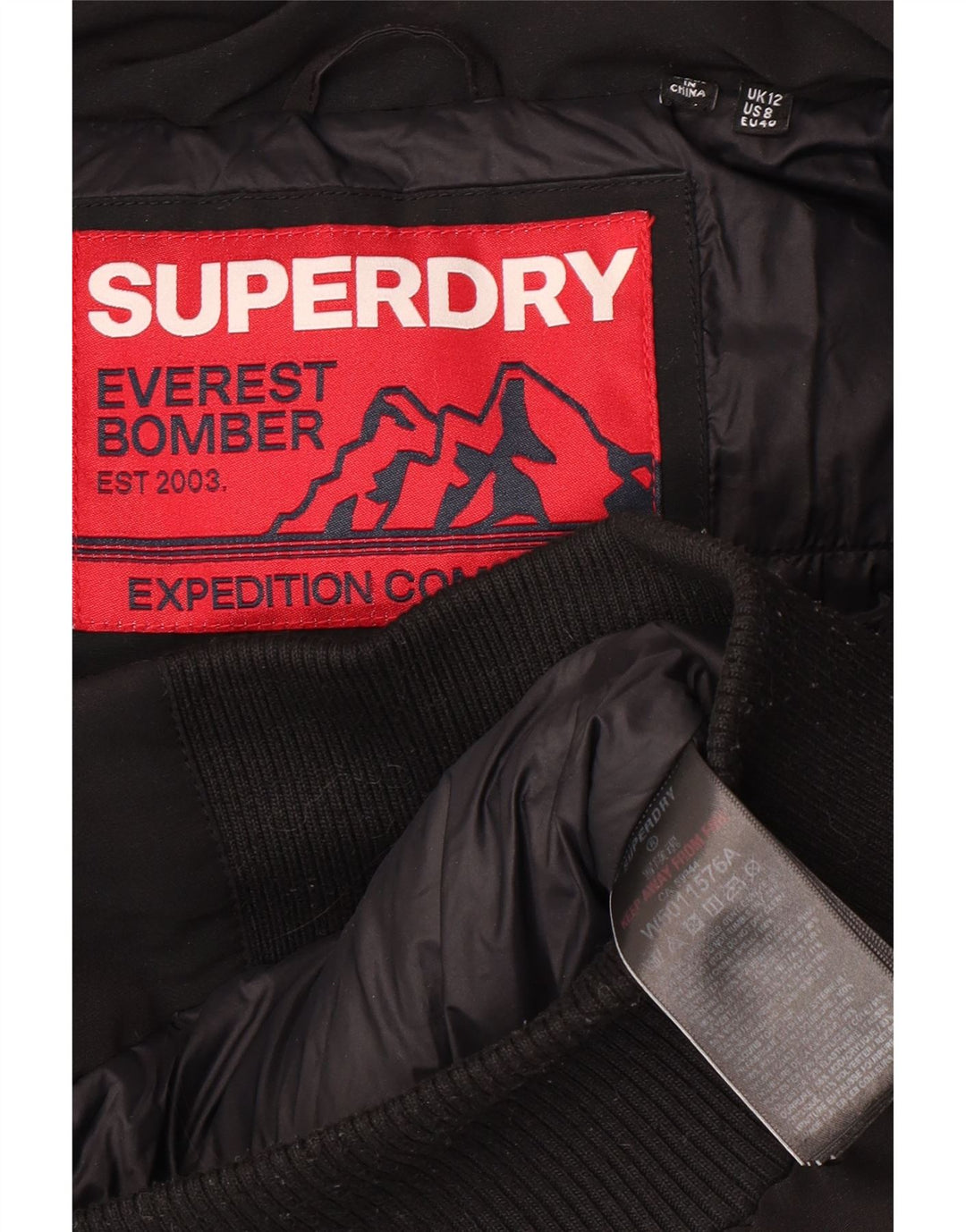 Superdry Wattierte Damenjacke mit Kapuze, UK 12, Mittelschwarz, Polyester