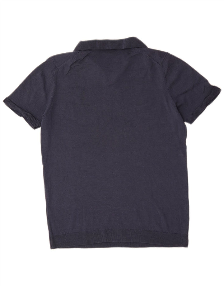 Massimo Dutti Herren-Pullover, kurzärmelig, Rollkragenpullover, Mittelblau
