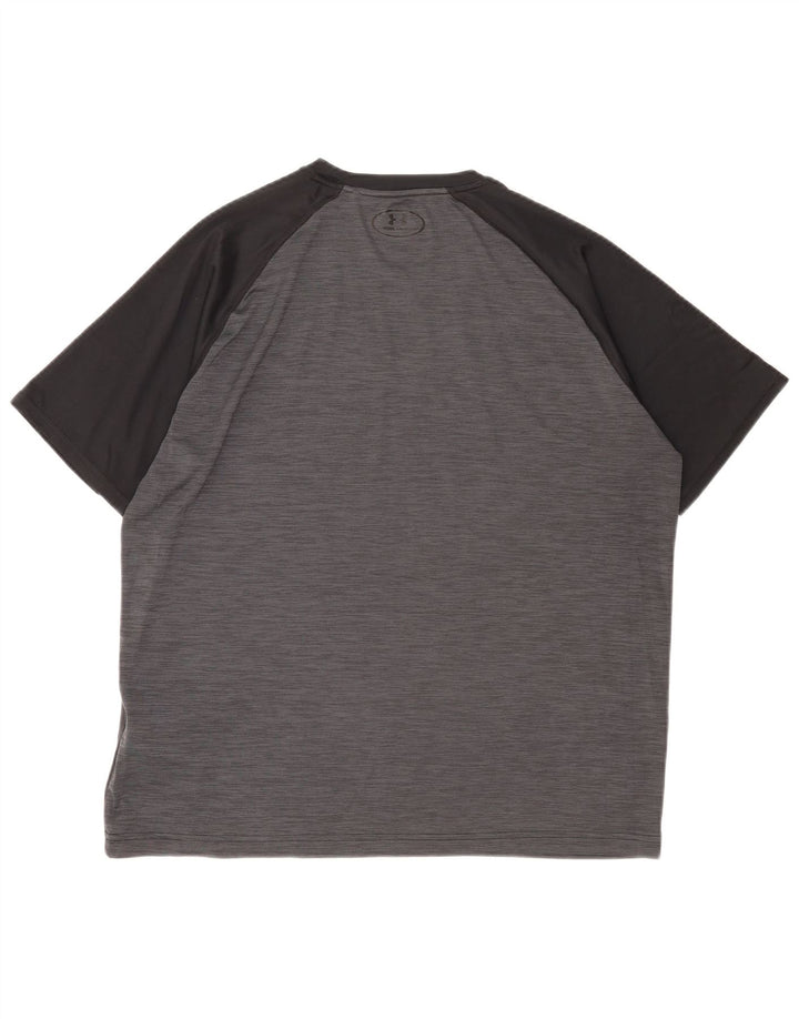 Under Armour Herren Heat Gear T-Shirt-Oberteil, großes graues Colourblock-Polyester