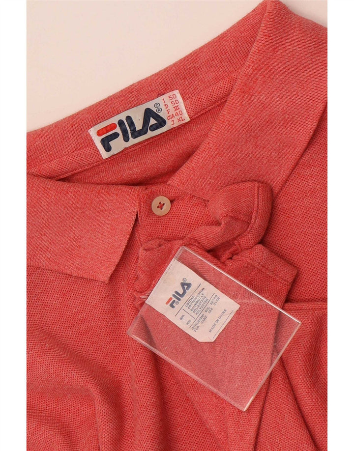 Fila Herren Langarm-Poloshirt IT 50 mittelrote Baumwolle
