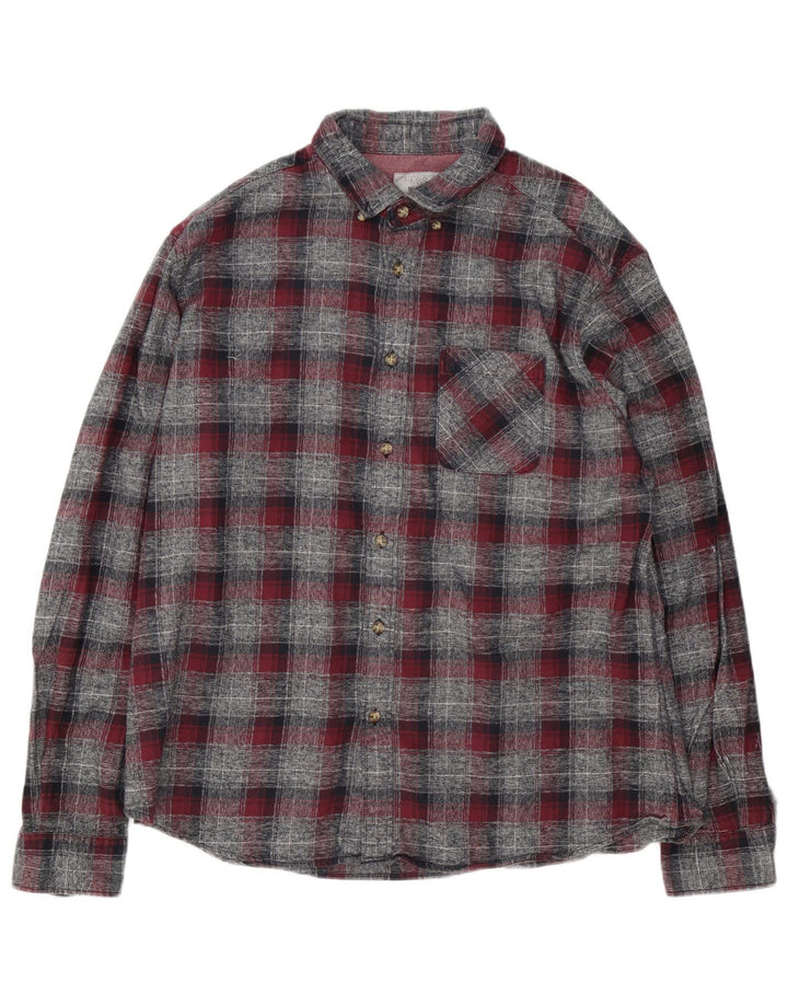 Marks & Spencer Herren-Flanellhemd mit maßgeschneiderter Passform, XL, grau kariert, Baumwolle