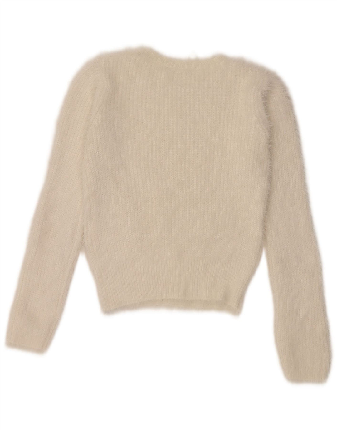 Zara Damen Crop Crew Neck Pullover Pullover UK 12 Medium Off White