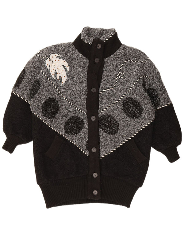 VINTAGE Damen-Cardigan-Pullover UK 22 3XL Schwarzer Farbblock