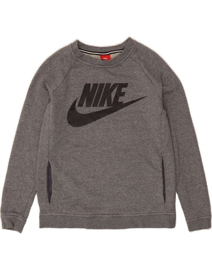 NIKE Womens Graphic Sweatshirt Jumper UK 10 Small Grey Cotton Vintage Nike and Second-Hand Nike from Messina Hembry 