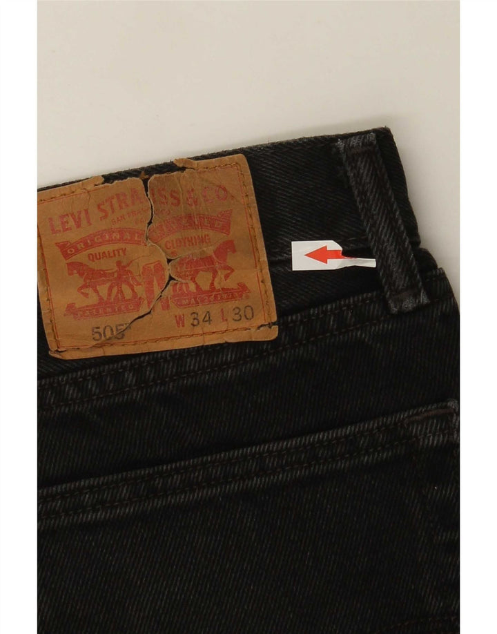 Levi's Herren 505 Regular Straight Jeans W34 L30 Schwarze Baumwolle
