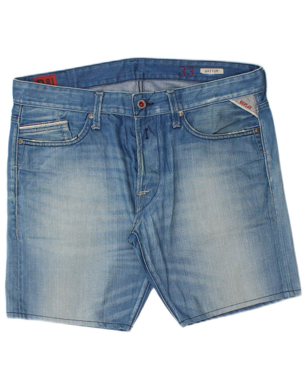 Replay Herren Waitom Denim Shorts W33 Große blaue Baumwolle