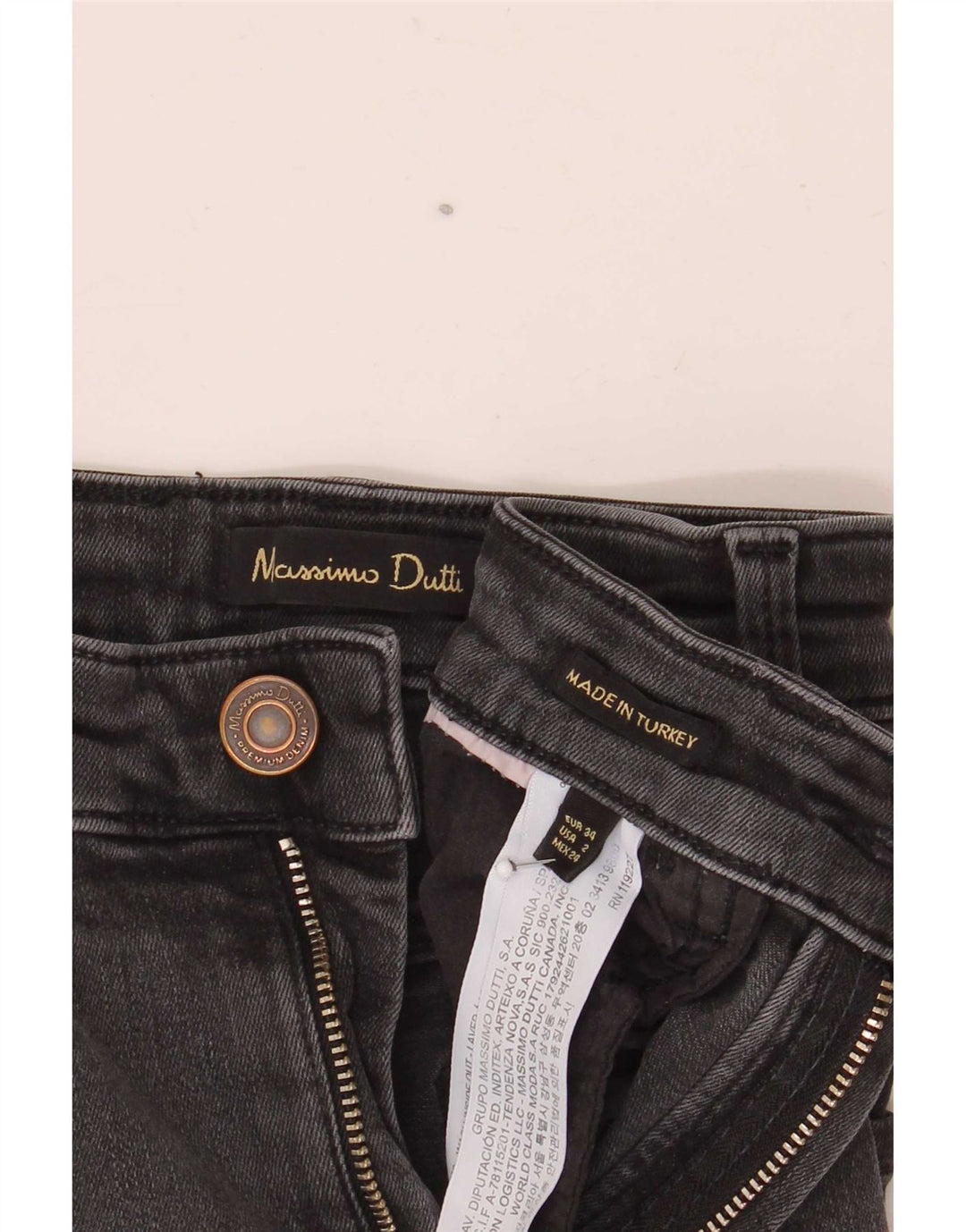 Massimo Dutti Damen Schlagjeans EU 34 2XS W24 L24 Graue Baumwolle