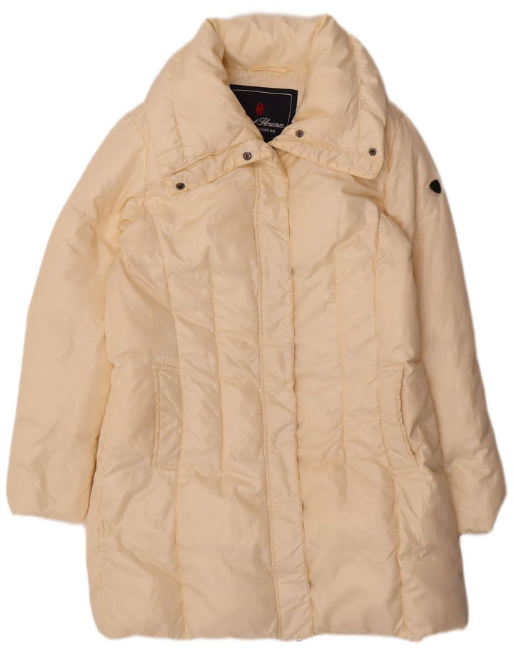 Conte of Florence Wattierter Damenmantel IT 46 Large Off White Polyester