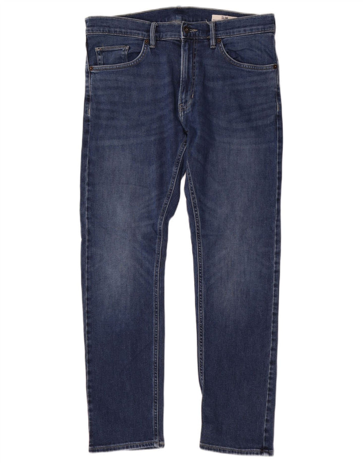 Marks & Spencer Herren Slim Jeans W34 L31 Blaue Baumwolle