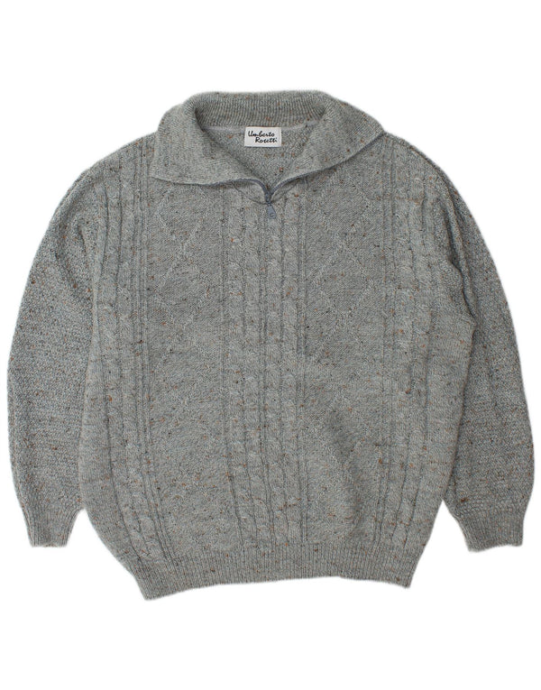 Umberto Rosetti Herren-Pullover mit Reißverschluss, UK 42/44, groß, grau meliert