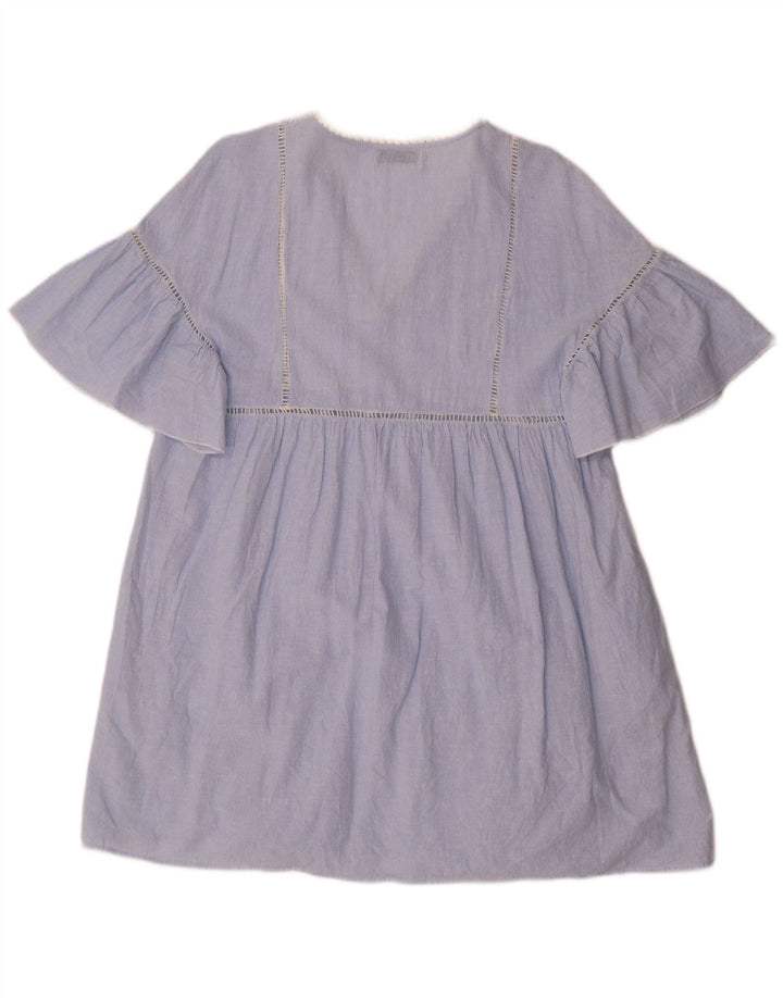 ZARA Damen Etuikleid UK 14 Mittelblauer Nadelstreifen