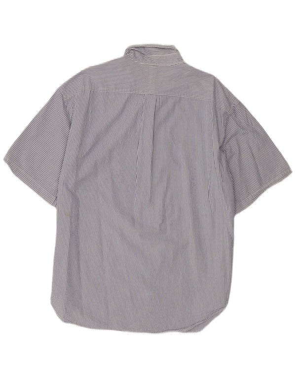 Ralph Lauren Herren-Hemd, kurzärmelig, klassische Passform, 2XL, blaue Nadelstreifen-Baumwolle