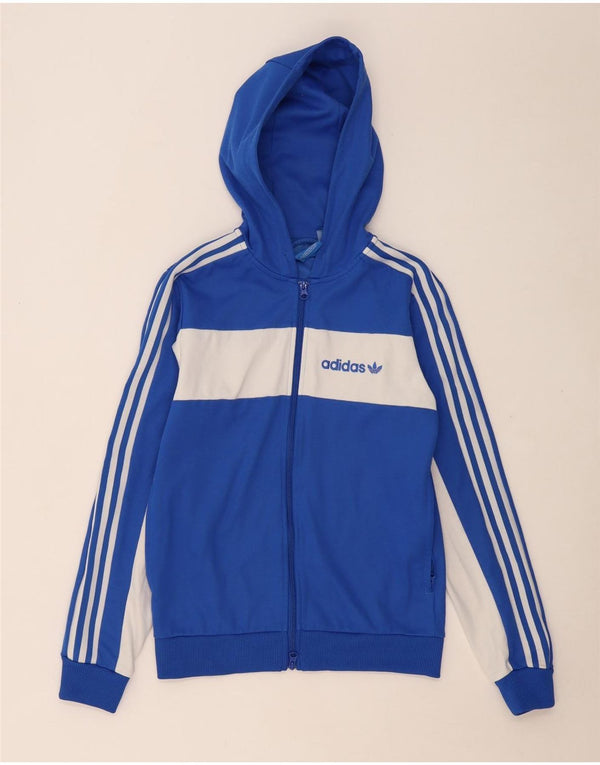 ADIDAS Herren-Kapuzenpullover mit Reißverschluss, XS, blaue Farbblock-Baumwolle