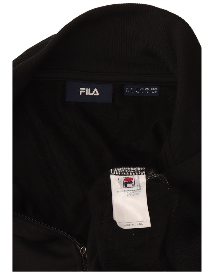 Fila Herren-Trainingsanzug-Top-Jacke, großes schwarzes Farbblock-Polyester