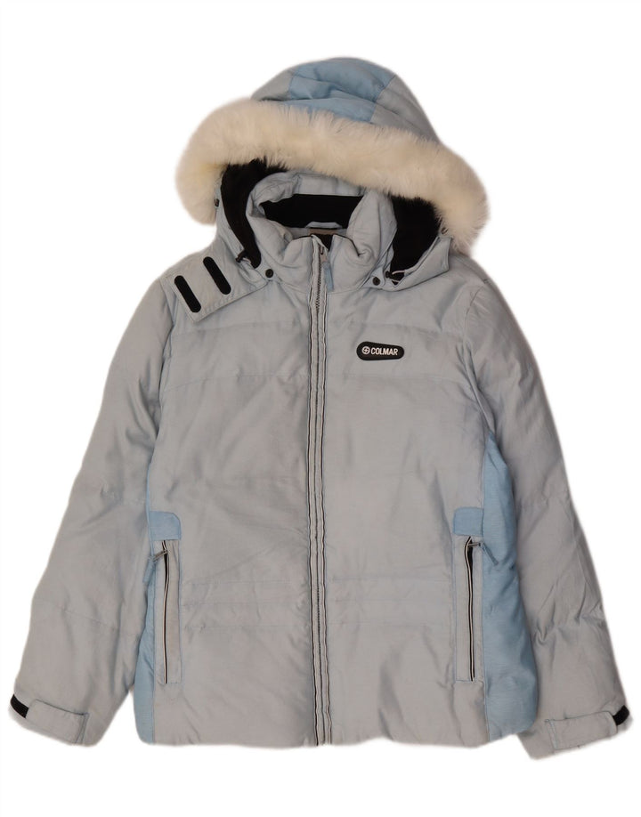 Colmar Damen-Skijacke mit Kapuze, EU 42, groß, blau, Farbblock