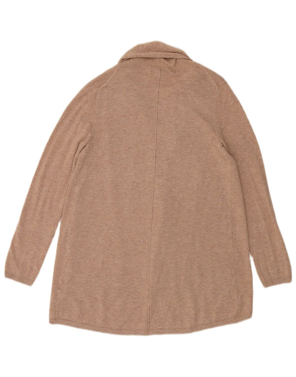 Zara Damen Longline Open Cardigan Pullover UK 14 Large Beige Flecked