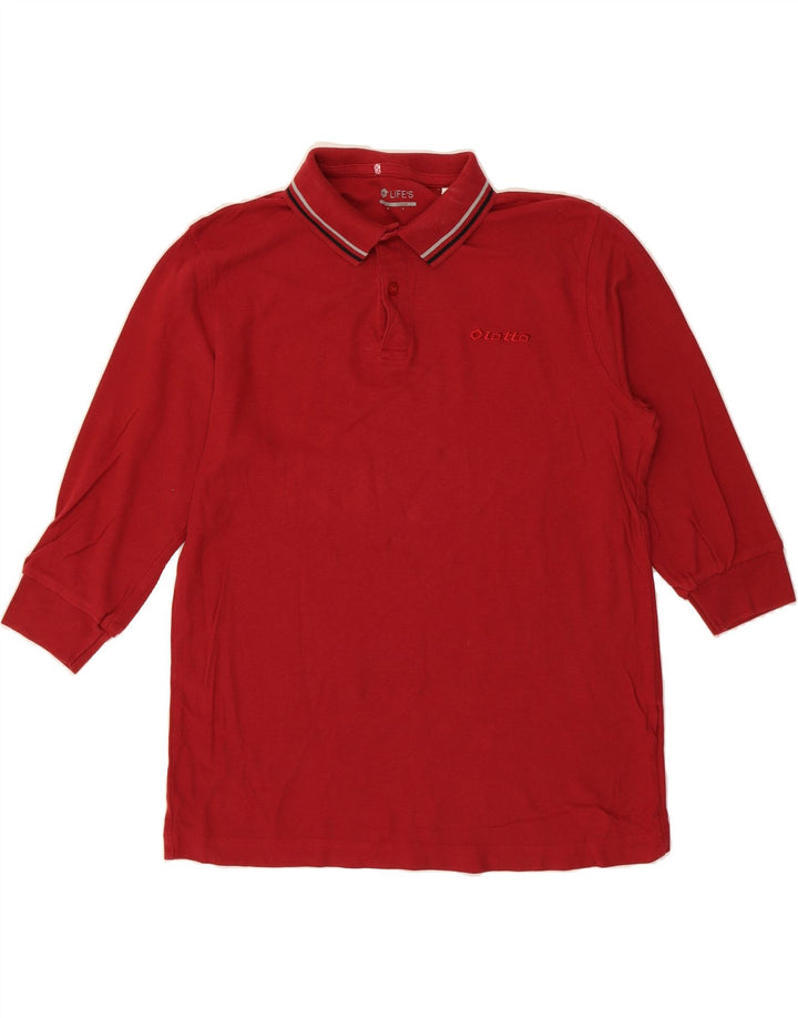 LOTTO Mens 3/4 Sleeve Polo Shirt Medium Red Cotton Vintage Lotto and Second-Hand Lotto from Messina Hembry 