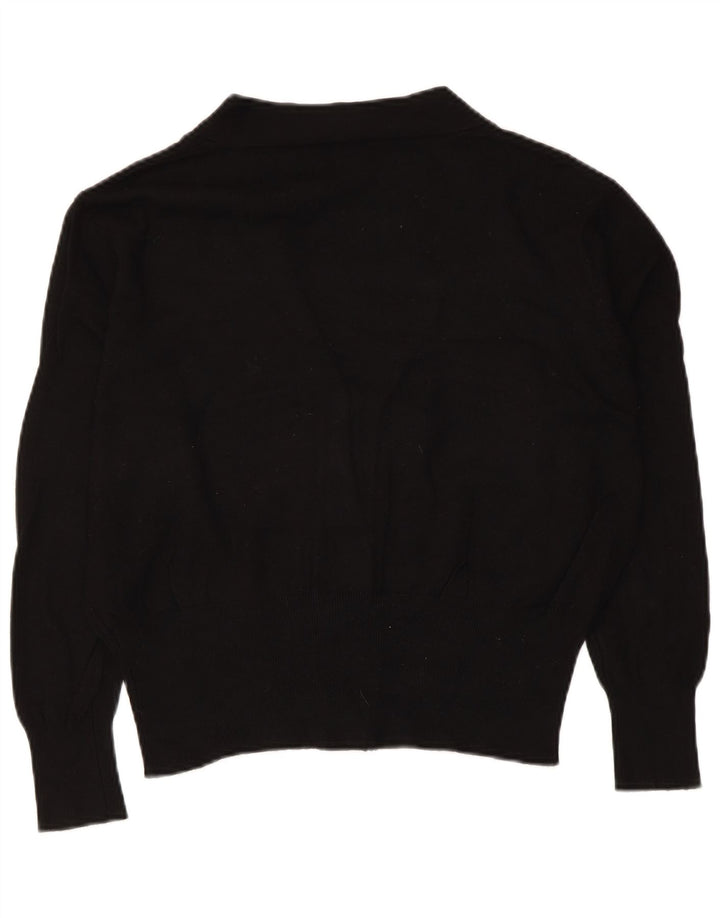 ZARA Damen Crop Cardigan Pullover UK 14 Medium Schwarz