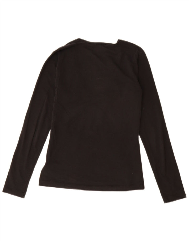 Armani Jeans Damen Top Langarm EU 38 Mittelschwarze Baumwolle