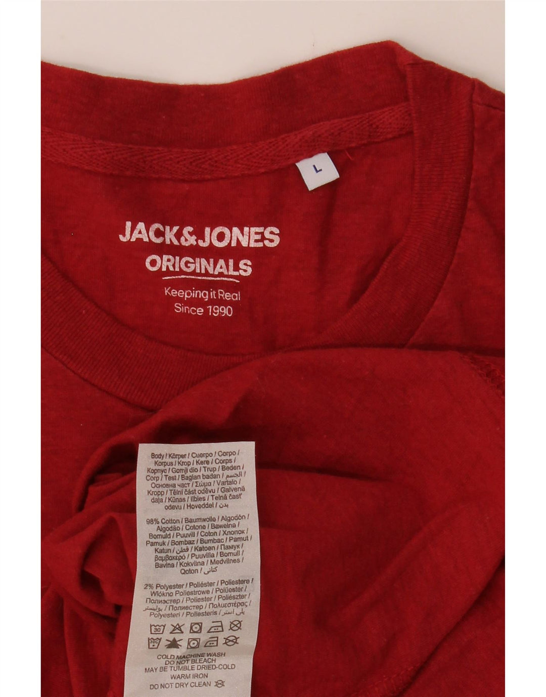 JACK & JONES Herren T-Shirt Top Große rote Baumwolle