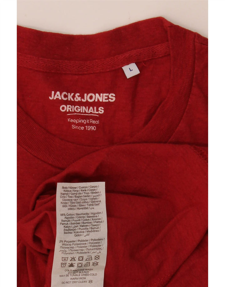 JACK & JONES Herren T-Shirt Top Große rote Baumwolle