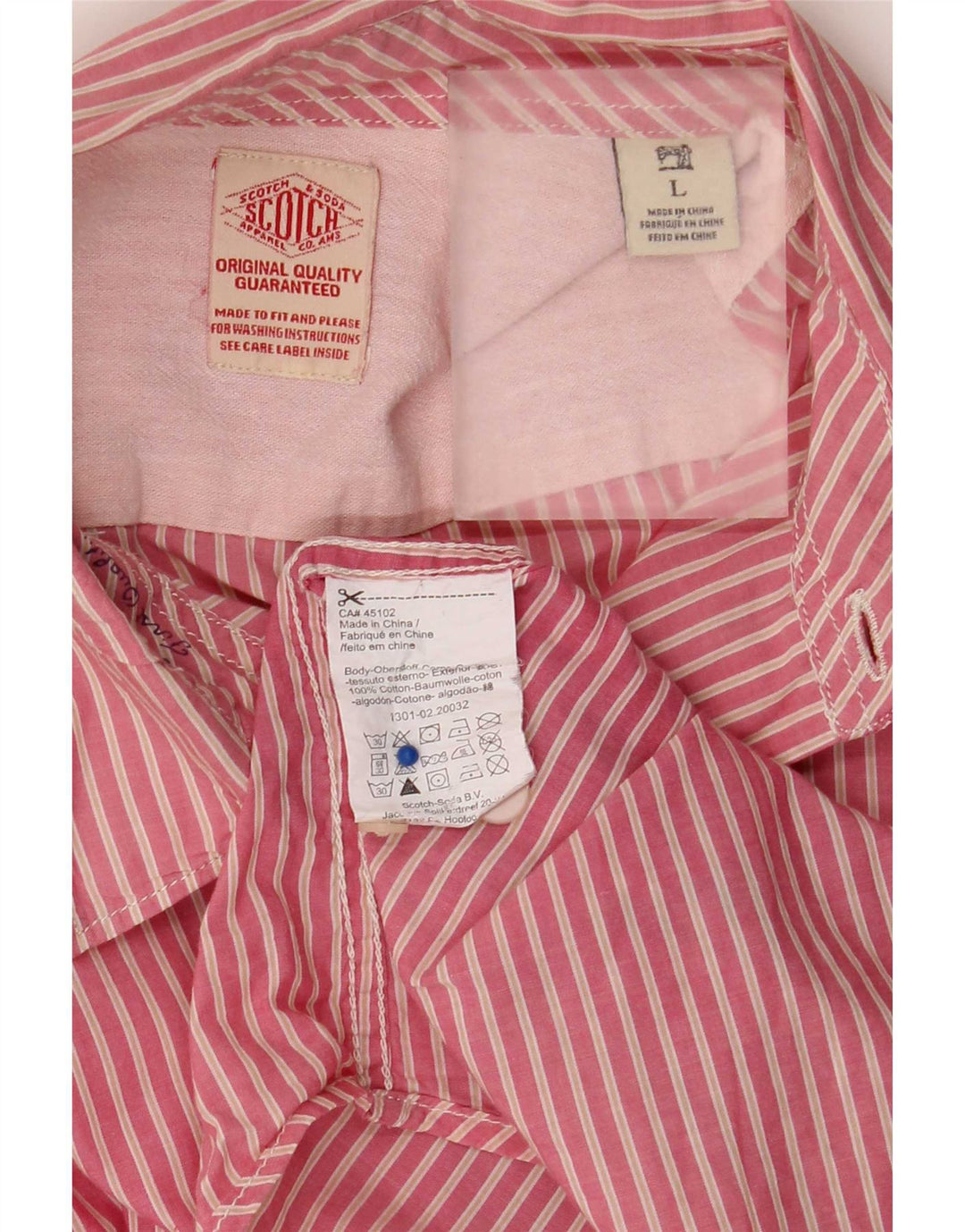 Scotch & Soda Herren-Hemd, groß, rosa Nadelstreifen-Baumwolle
