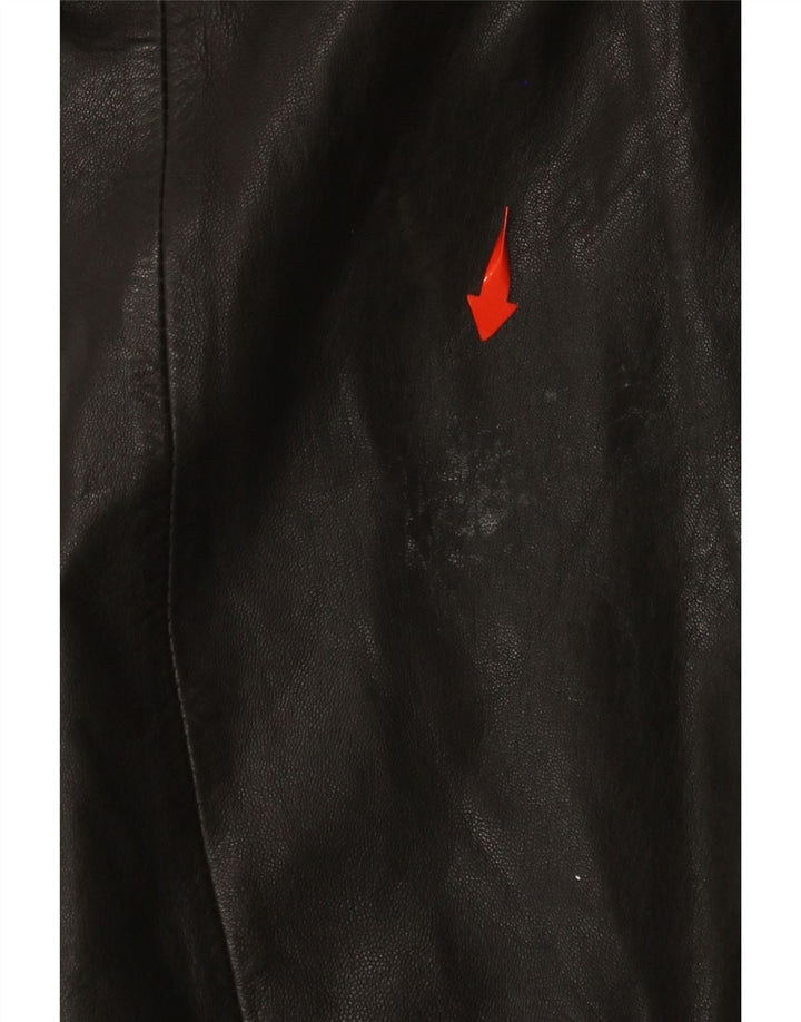 VINTAGE Damen Ledermantel IT 48 XL Schwarz