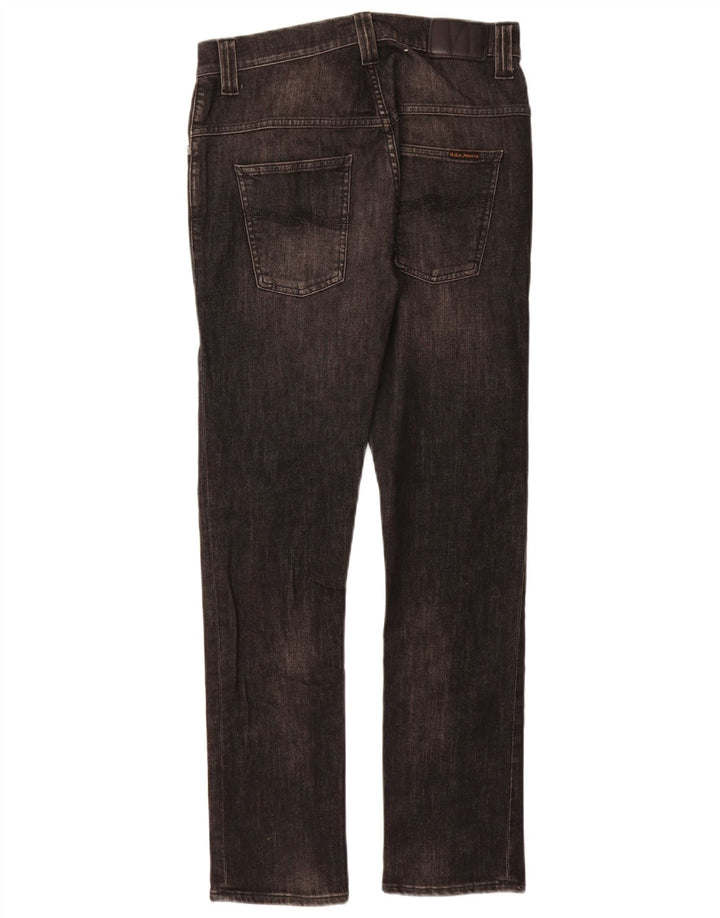 NUDIE Damen Slim Jeans W30 L30 Graue Baumwolle