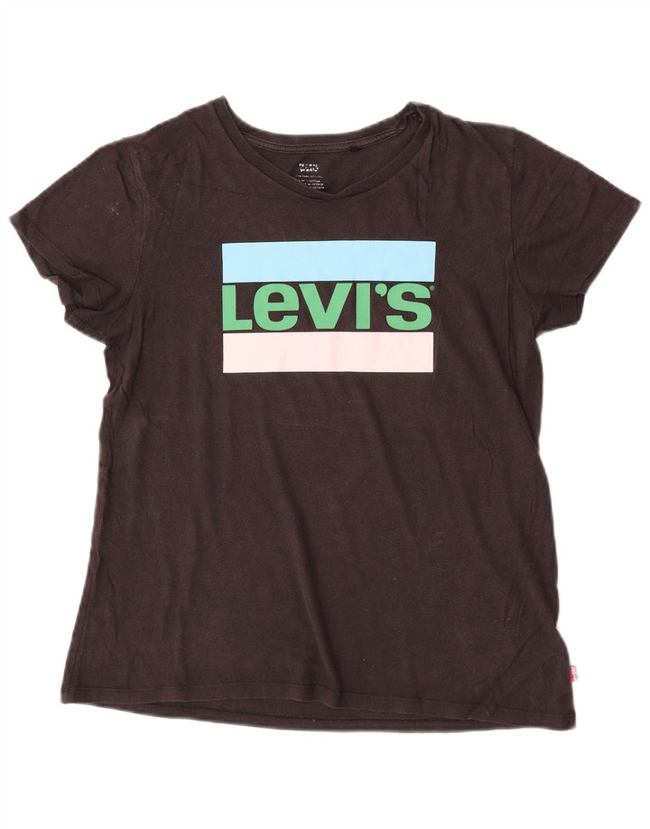 Levi's Damen Graphic T-Shirt Top UK 14 Medium Schwarz
