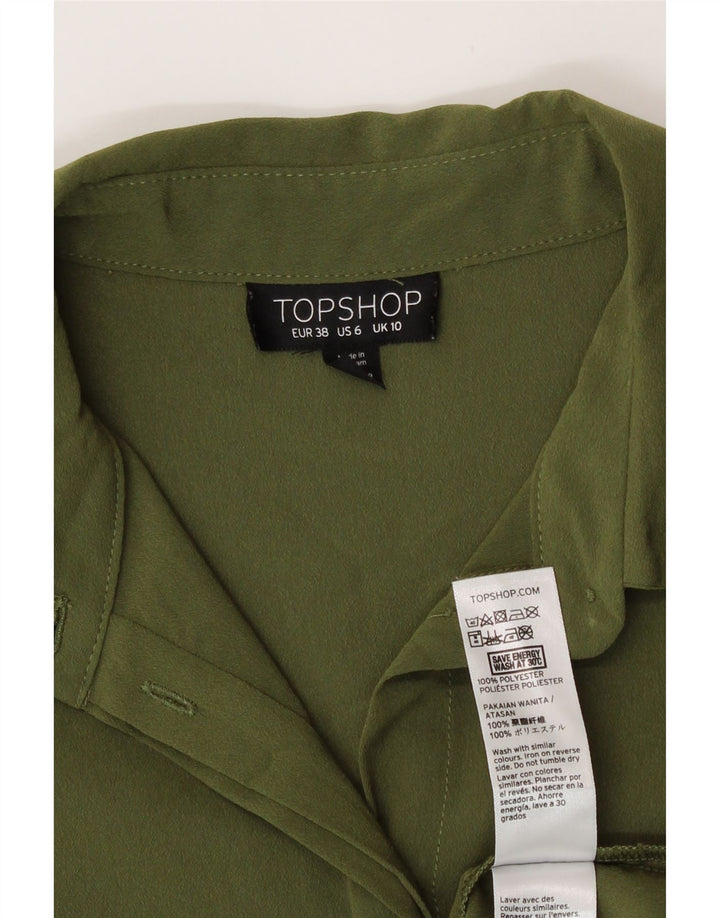 Topshop Damen-Hemdbluse, UK 10, Größe S, Khaki, Polyester