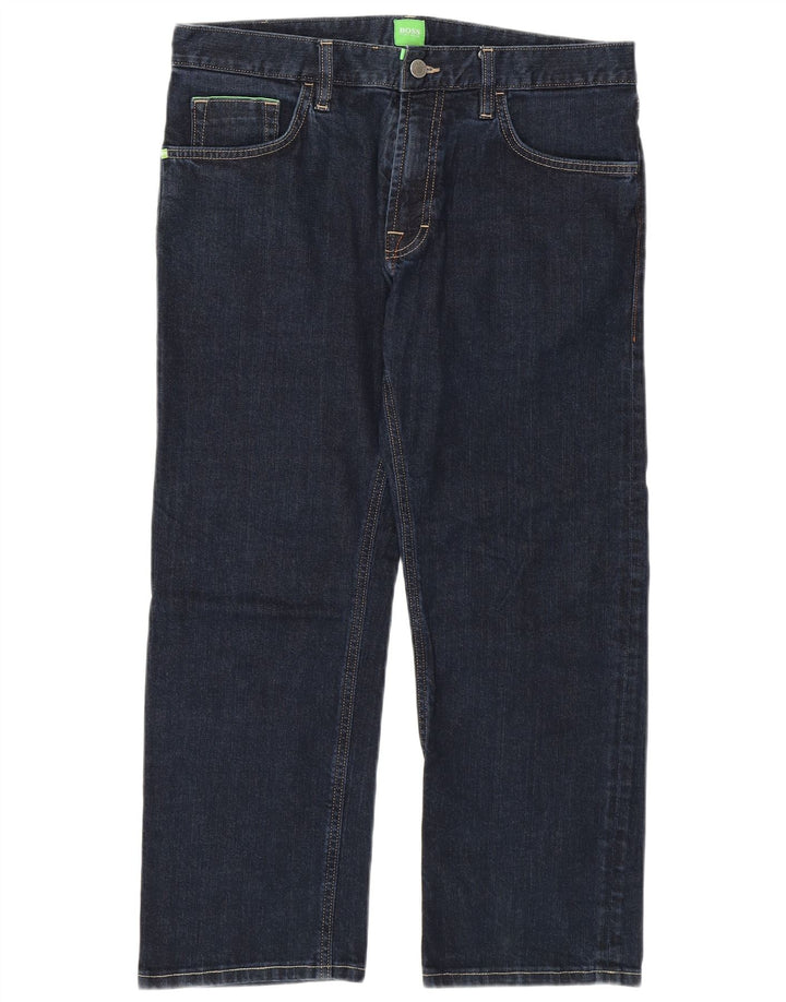 HUGO BOSS Herren verkürzte Jeans W33 L25 marineblaue Baumwolle