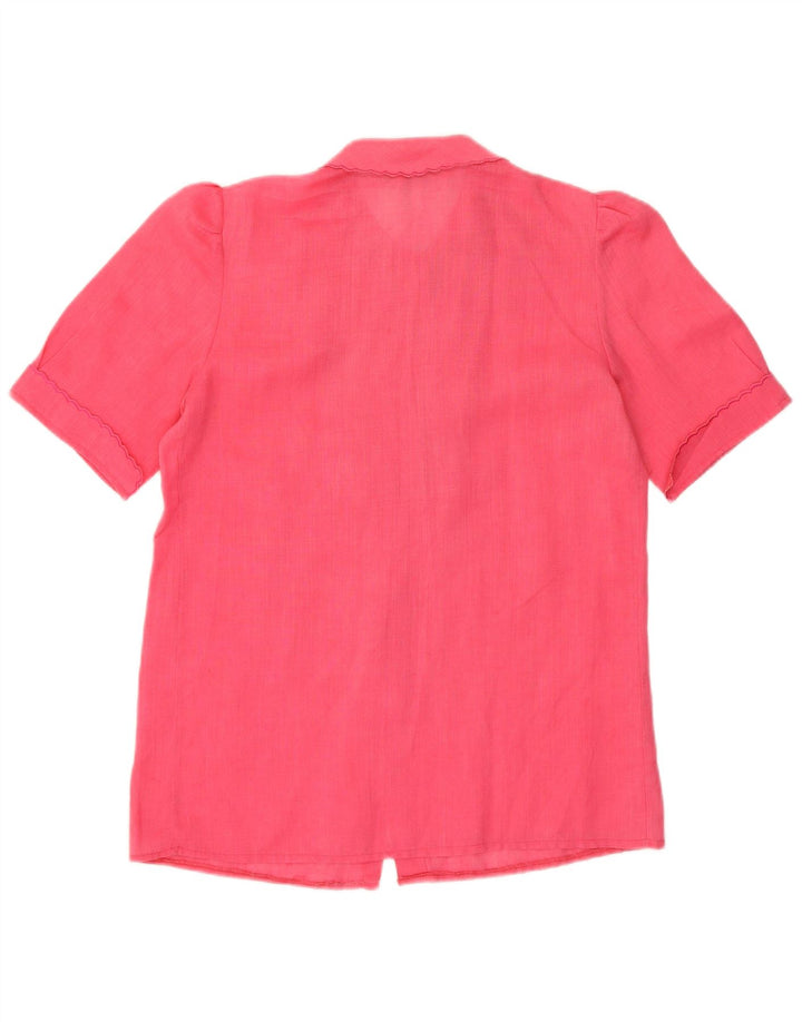VINTAGE Damen Kurzarm-Hemdbluse IT 44 Mittelrosa