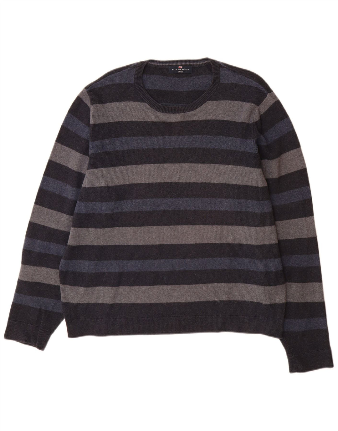Marks & Spencer Herren-Pullover mit Rundhalsausschnitt, mittleres Marineblau gestreift