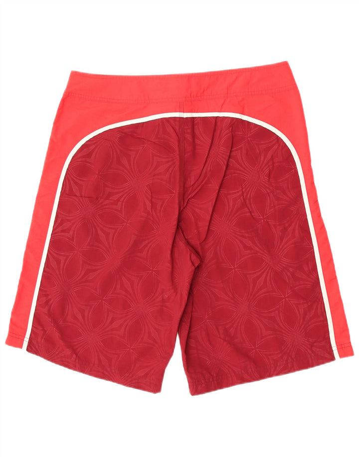 Nike Herren-Badeshorts aus mittelrotem Nylon mit Blumenmuster