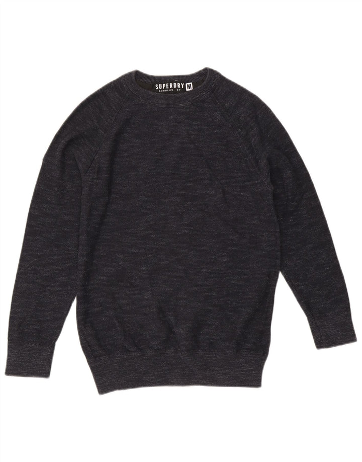 SUPERDRY Mens Boat Neck Jumper Sweater Medium Navy Blue Flecked Cotton Vintage Superdry and Second-Hand Superdry from Messina Hembry 