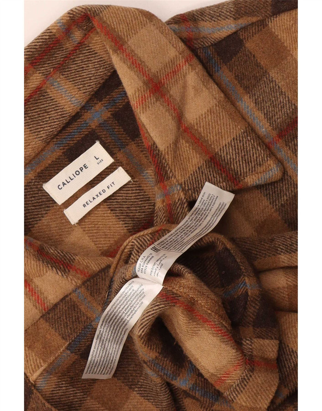 Calliope Herren-Flanellhemd mit entspannter Passform, großes braun kariertes Polyester