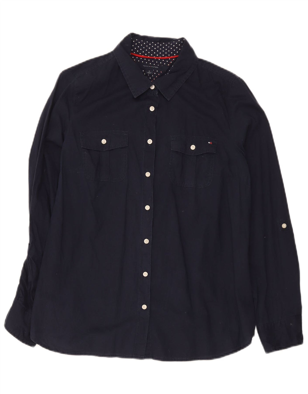 Tommy Hilfiger Damen Hemd UK 14 Medium Marineblau