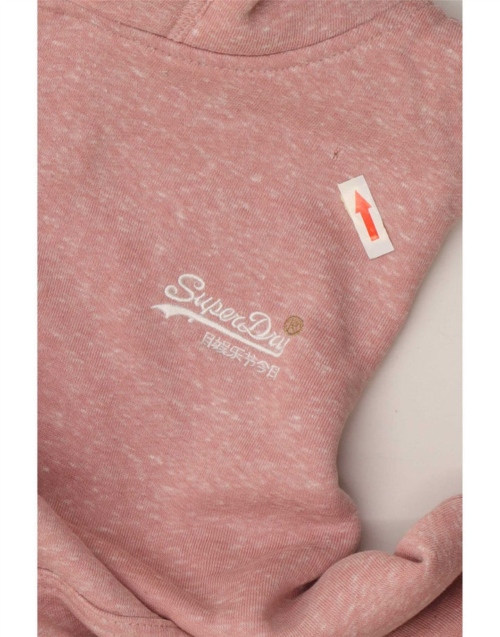 Superdry Damen Kapuzenpullover UK 12 Mittelrosa meliertes Polyester