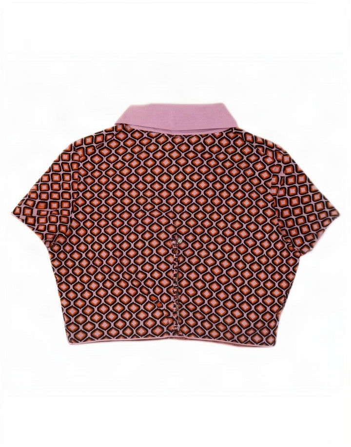 Zara Damen Crop Cardigan Top UK 16 Large Mehrfarbig Geometrisch