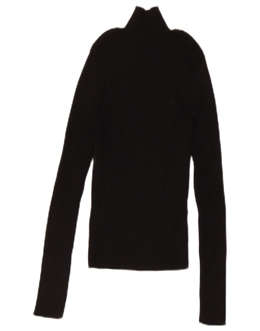 Zara Damen Crop Top Langarm UK 12 Medium Schwarz Viskose