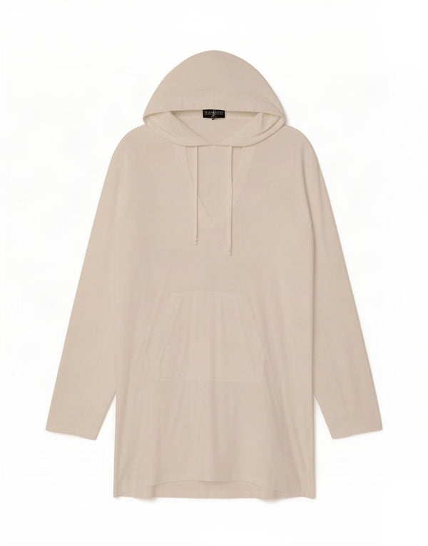 Tommy Hilfiger Damen Hoodie-Kleid UK 14 Mittelweiße Baumwolle