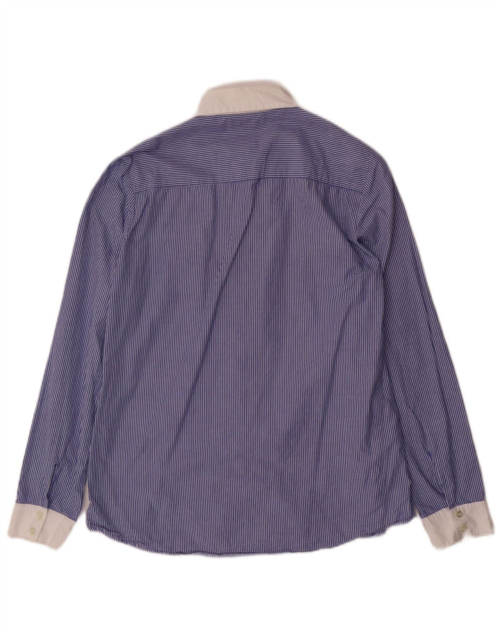 STEFANEL Damen-Hemd IT 42 Mittelblauer Nadelstreifen
