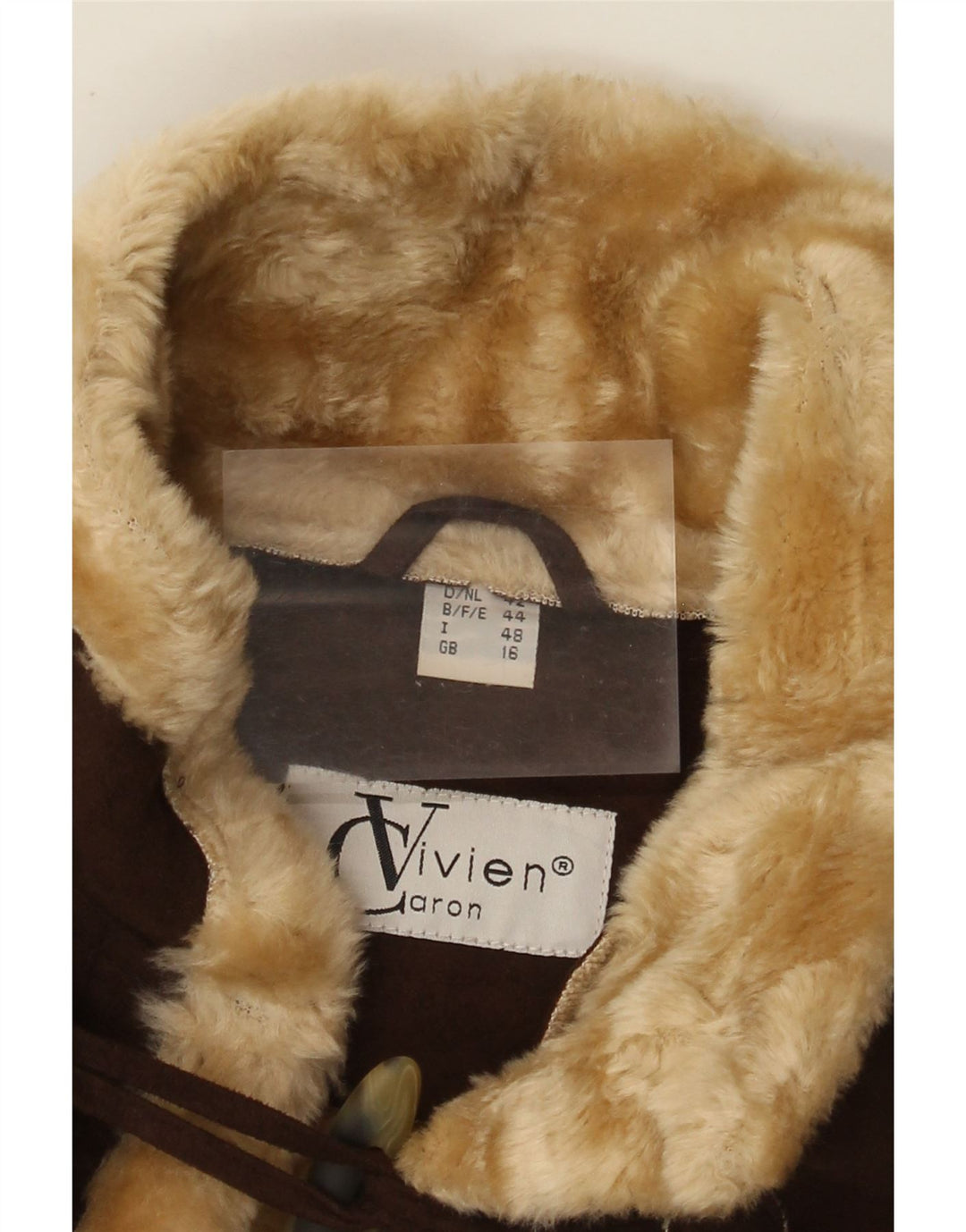 Vivien Caron Damen Duffle Shearling Jacke UK 16 Large Braun
