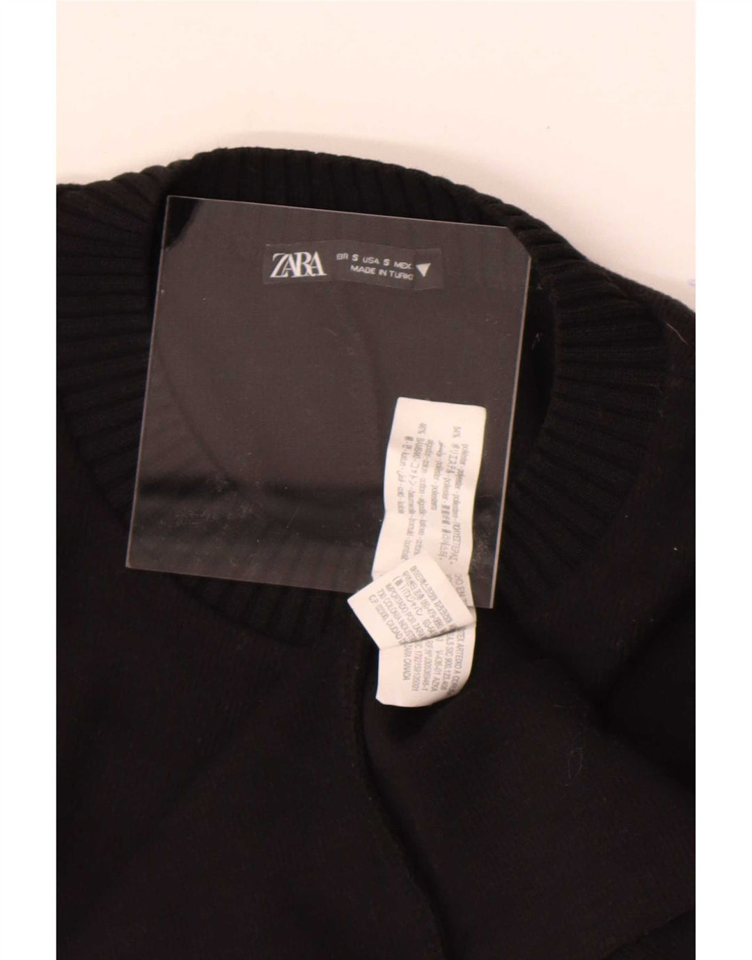 Zara Damen-Pullover mit Rundhalsausschnitt, Gr. 10, Größe S, Schwarz, Polyester
