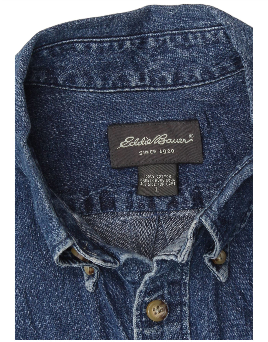 Eddie Bauer Herren Kurzarm-Jeanshemd, große blaue Baumwolle