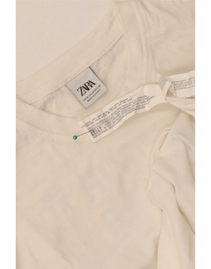 Zara Herren-T-Shirt mit Grafik, Größe S, weiße Baumwolle