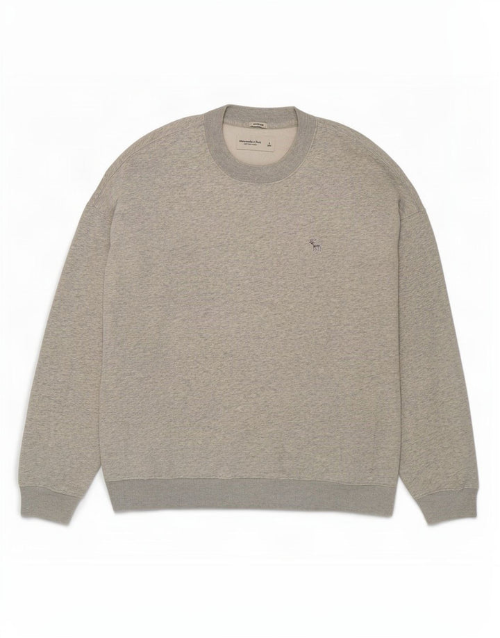 Abercrombie & Fitch Herren-Sweatshirt in Übergröße, groß, aus grauer Baumwolle